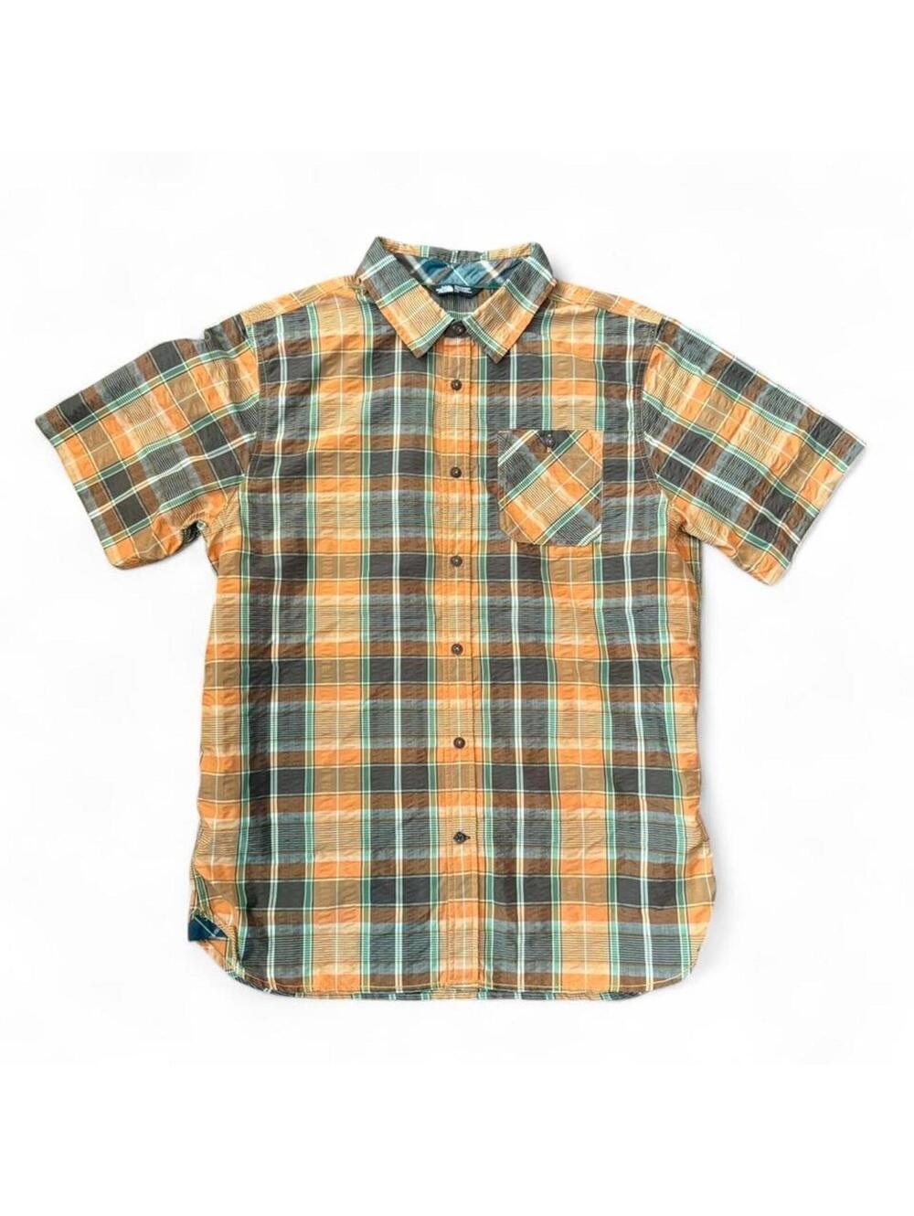 NWOT The North Face Orange Plaid Seersucker Shirt size Large